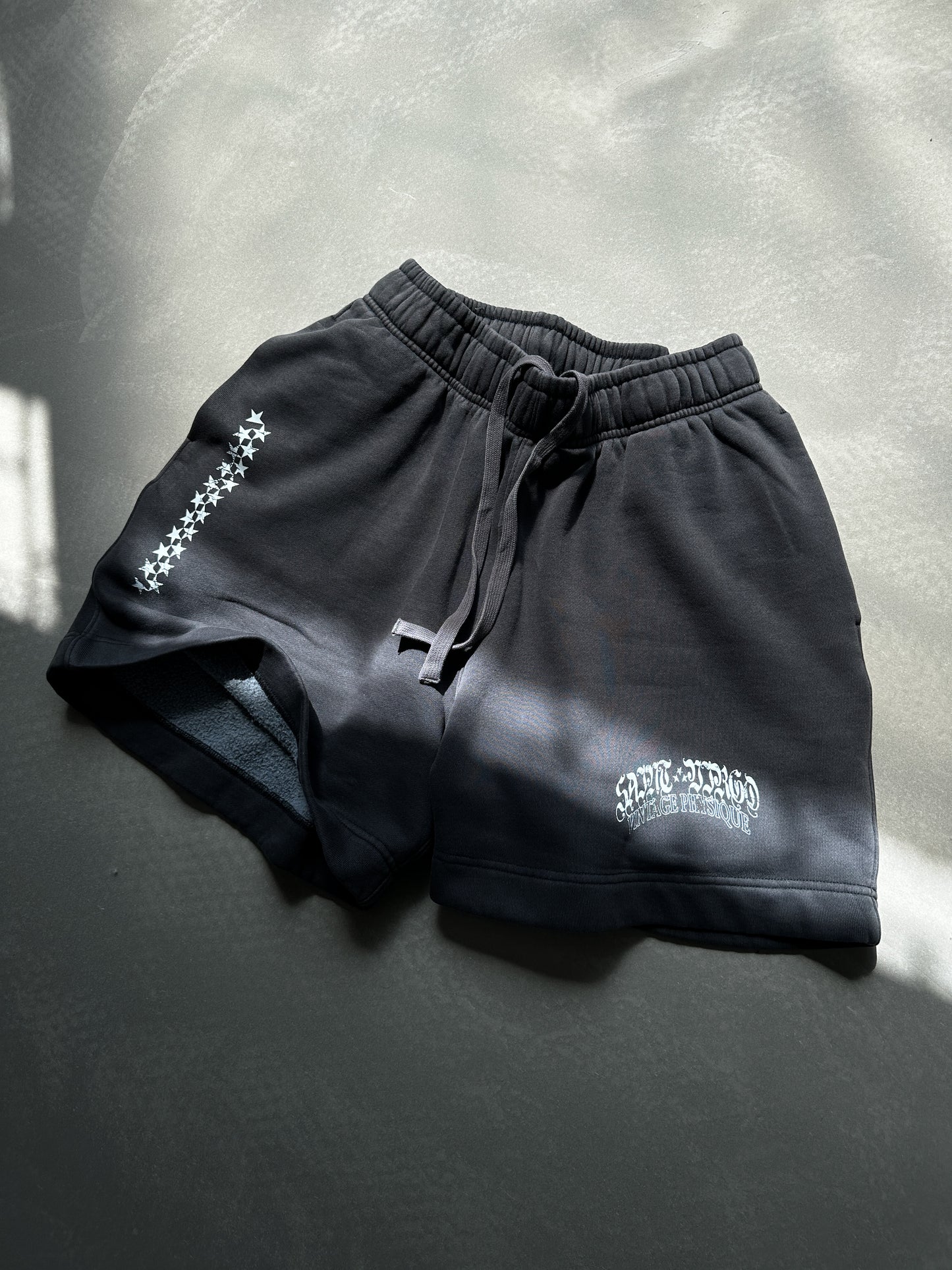 Saint Virgo Vintage Physique Shorts, blending nostalgic design with modern luxury sportswear. Crafted for those who embrace athletic essentialism, redefining sportswear with a vintage-inspired look for active lifestyles.