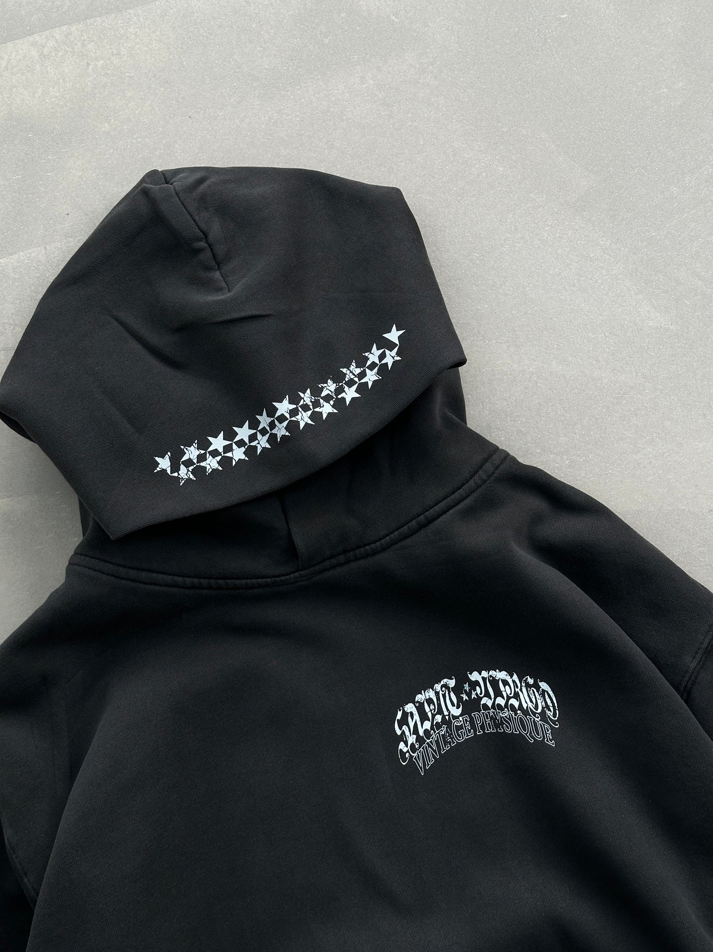 Saint Virgo Vintage Physique Hoodie, blending nostalgic design with modern luxury sportswear. Crafted for those who embrace athletic essentialism, redefining sportswear with a vintage-inspired look for active lifestyles.