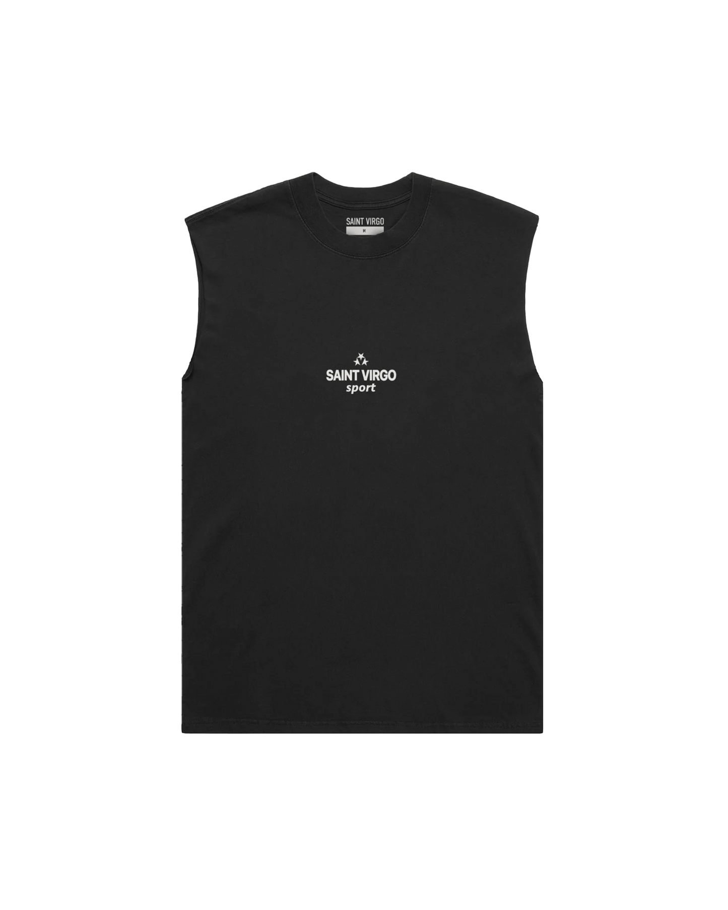 Saint Virgo Sport Star Cut Off Tank, merging contemporary sportswear with ready-to-wear luxury sportswear, offering a stylish, athletic fit that reflects athletic essentialism and redefines sportswear for the modern sport enthusiast.