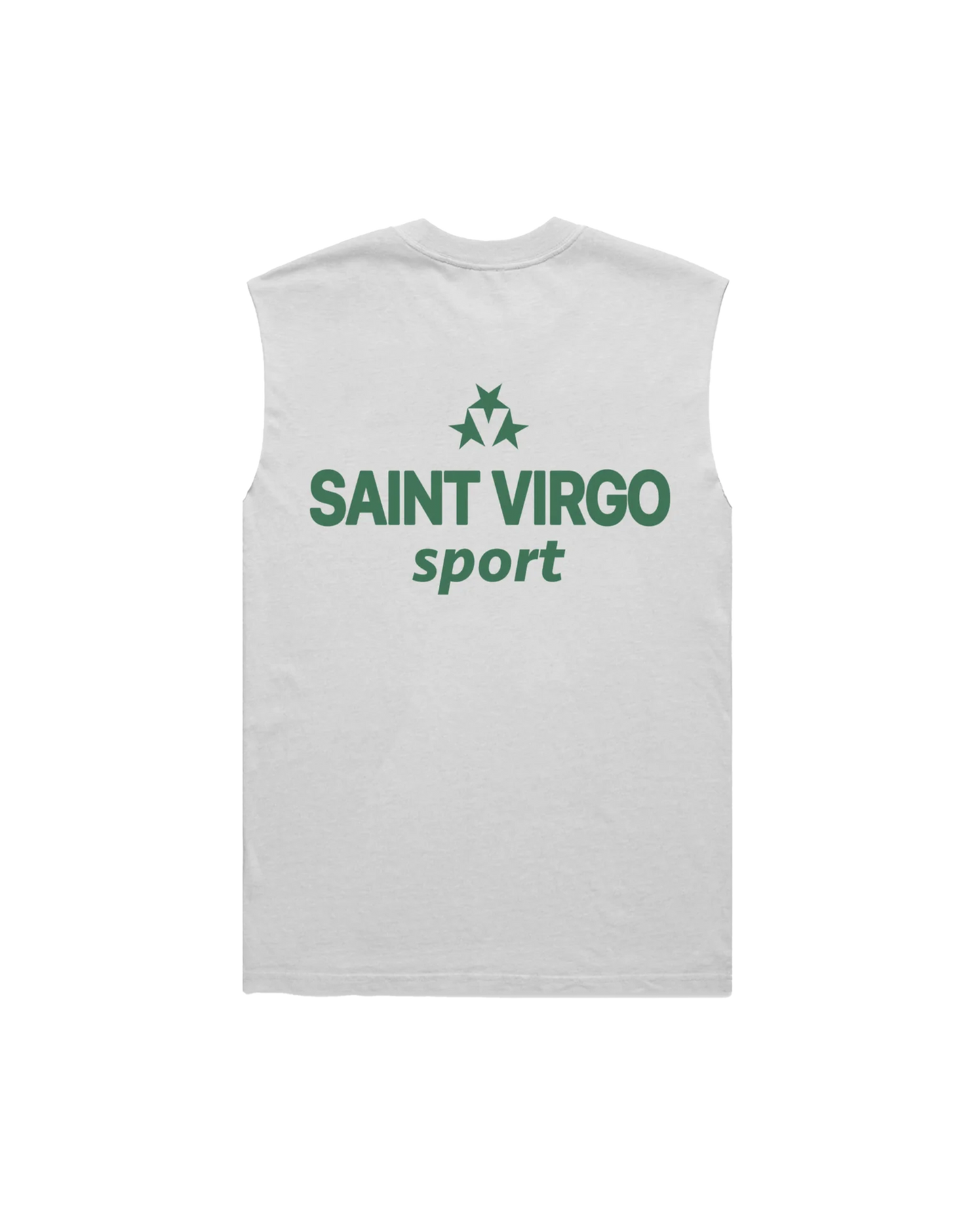 Saint Virgo Sport Star Cut Off Tank, merging contemporary sportswear with ready-to-wear luxury sportswear, offering a stylish, athletic fit that reflects athletic essentialism and redefines sportswear for the modern sport enthusiast.