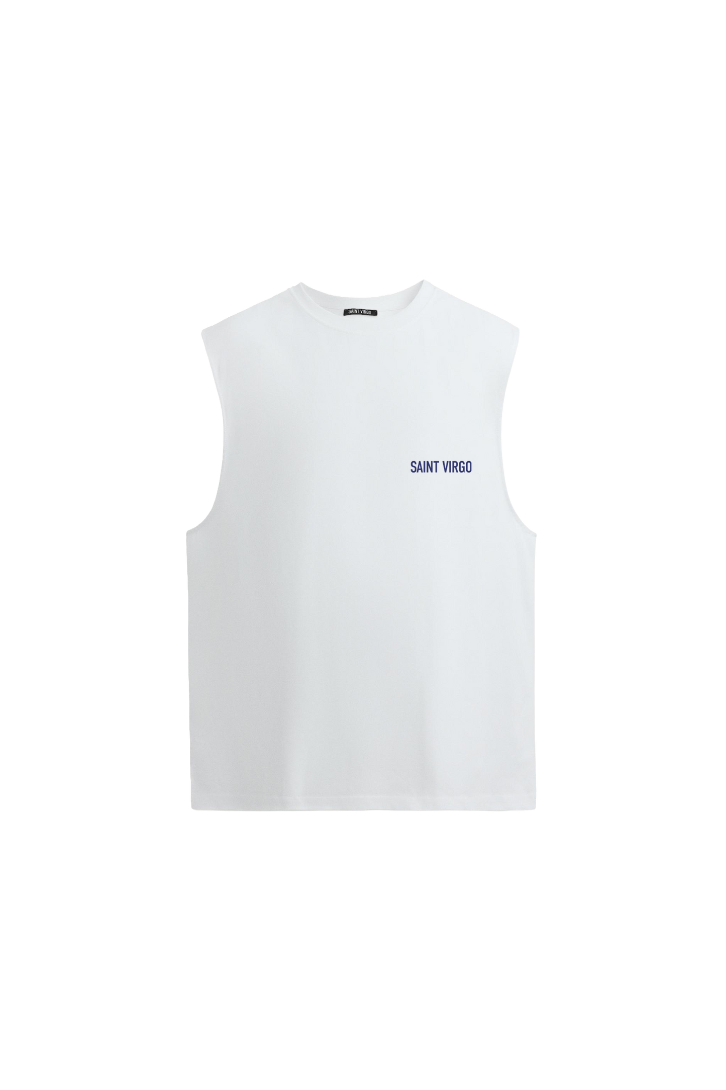 ATHLETE | Washed White/Navy Cut Off Tank