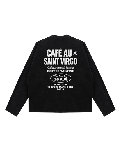 CAFE SV | Vintage Black Waffle Long Sleeve T-Shirt