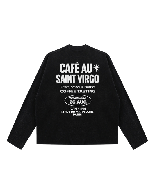 CAFE SV | Vintage Black Waffle Long Sleeve T-Shirt