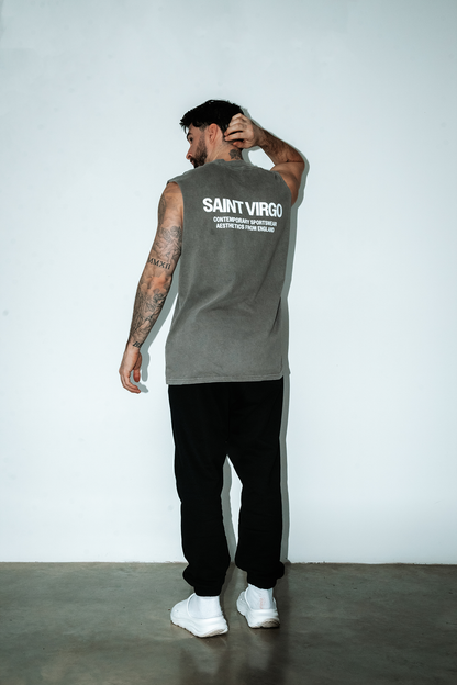 SAINT VIRGO | Washed Black Cut Off Tank