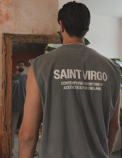 SAINT VIRGO | Washed Black Cut Off Tank