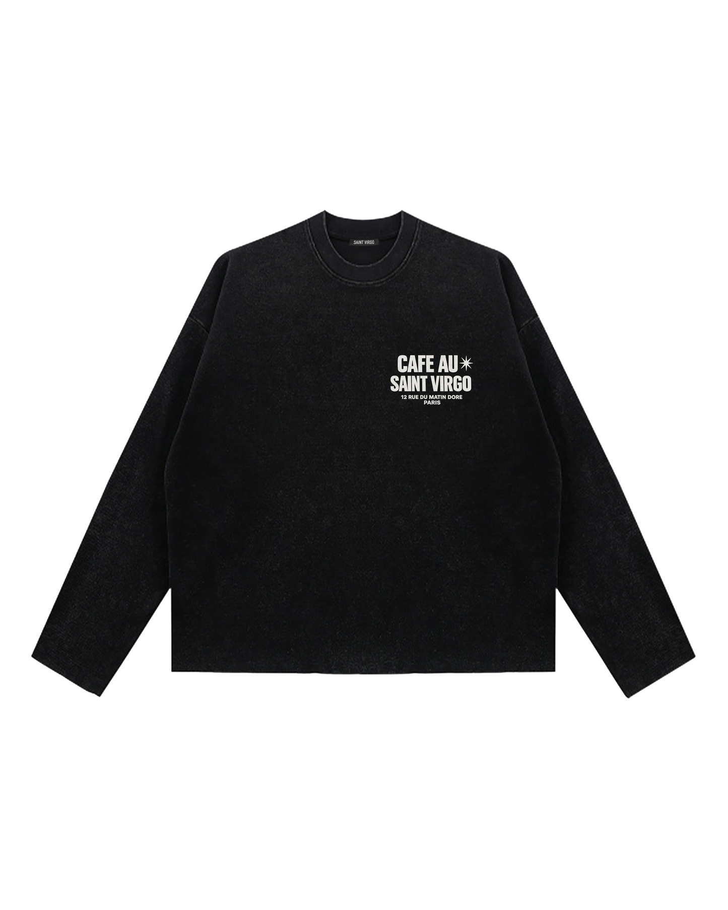 CAFE SV | Vintage Black Waffle Long Sleeve T-Shirt