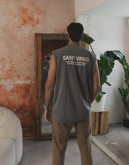 SAINT VIRGO | Washed Black Cut Off Tank