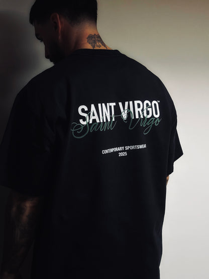 DOUBLE LOGO | Washed Black T-Shirt