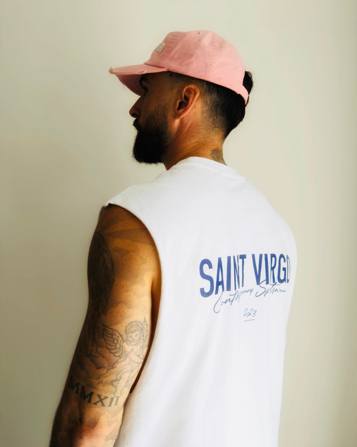 ATHLETE | Vintage White/Navy Cut Off Tank