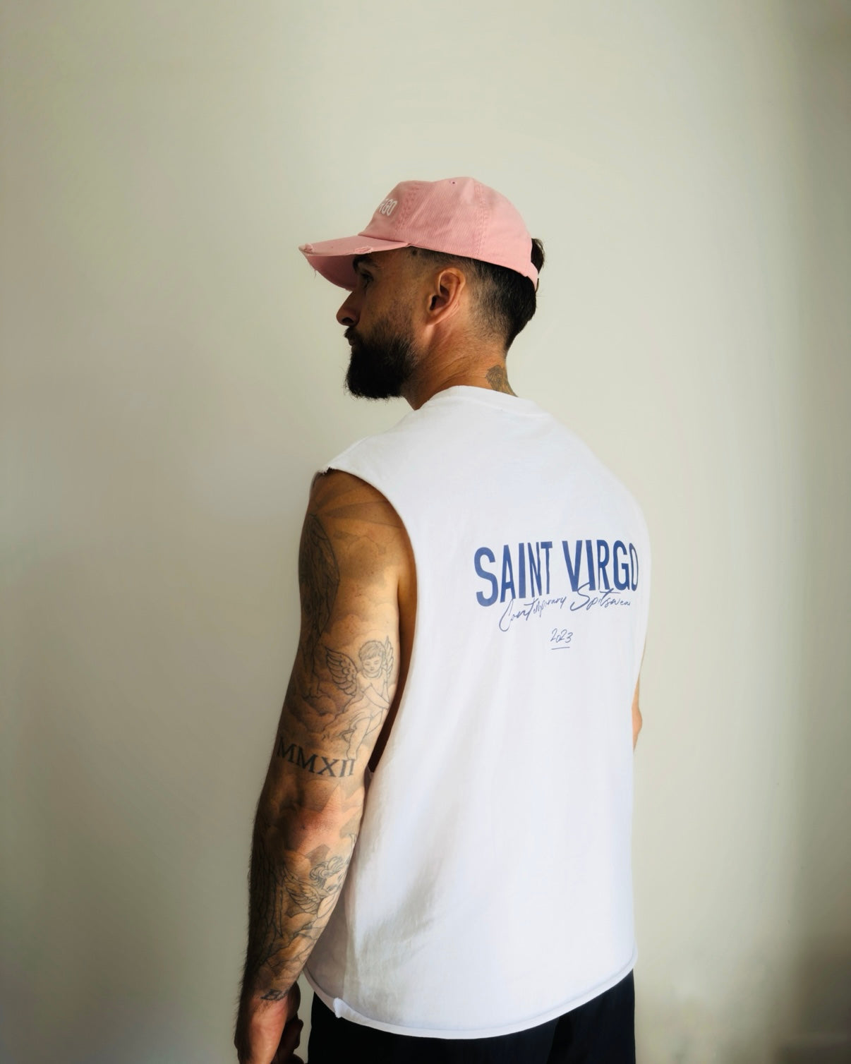 ATHLETE | Vintage White/Navy Cut Off Tank