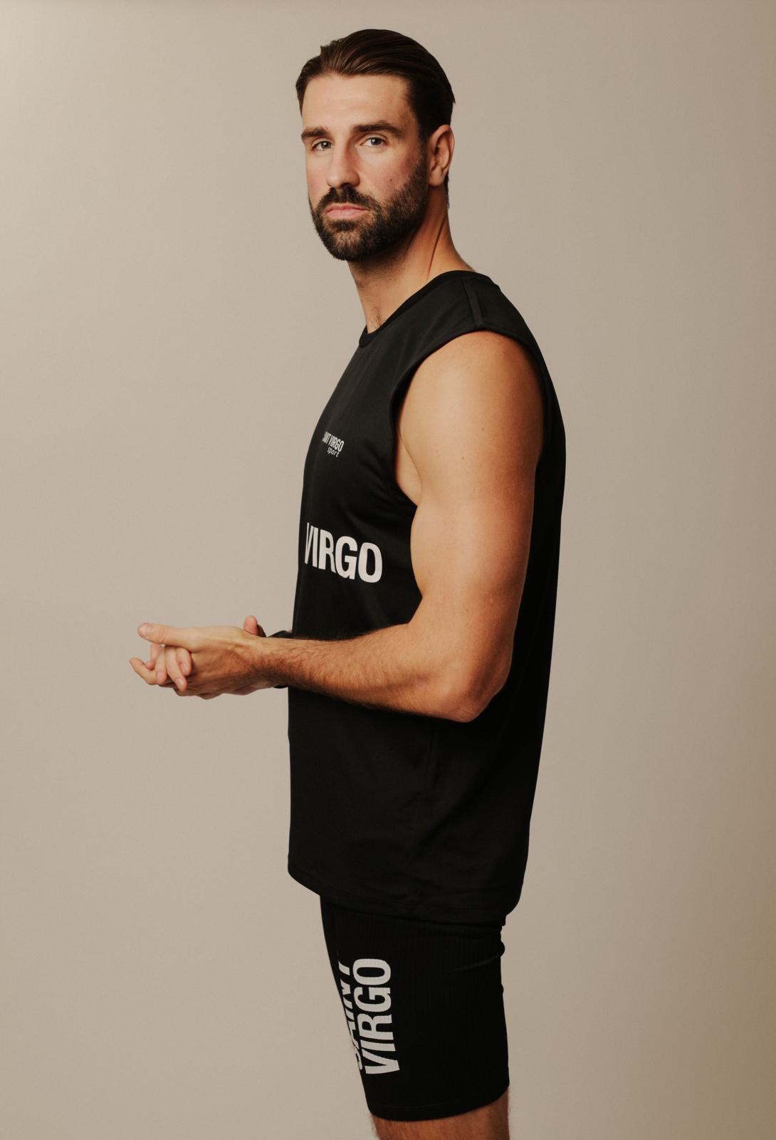 RUN SPLIT LOGO | Black Sport Tank