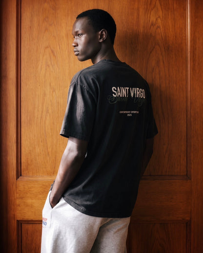 DOUBLE LOGO | Washed Black T-Shirt