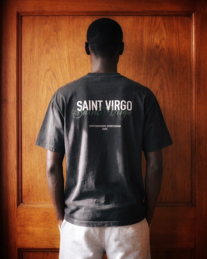 DOUBLE LOGO | Washed Black T-Shirt