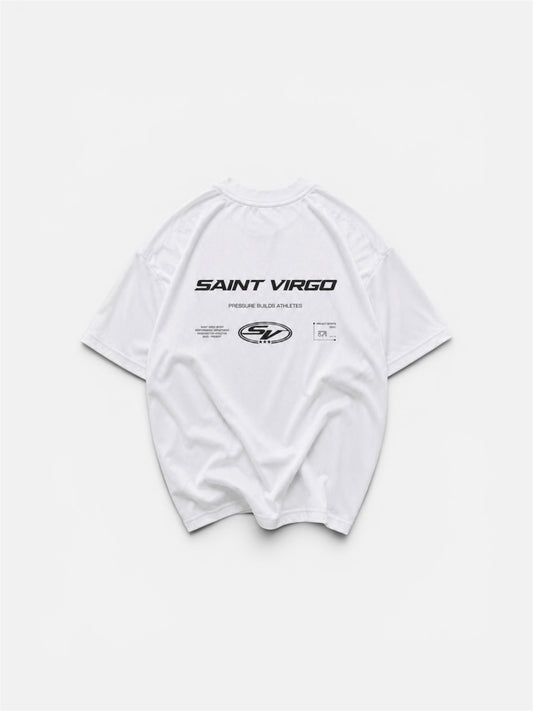 PRESSURE BUILDS ATHLETES | White Performance T-Shirt