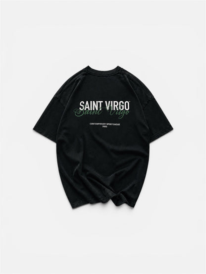 DOUBLE LOGO | Washed Black T-Shirt