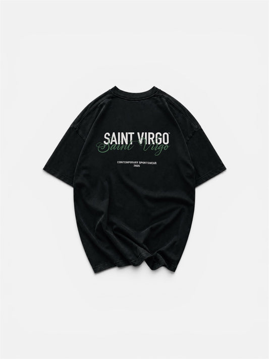 DOUBLE LOGO | Washed Black T-Shirt