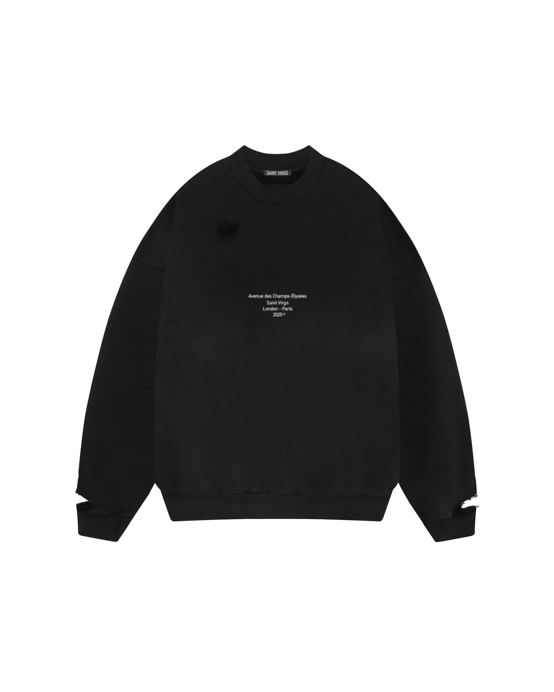 Saint Virgo Black Distressed Sweatshirt