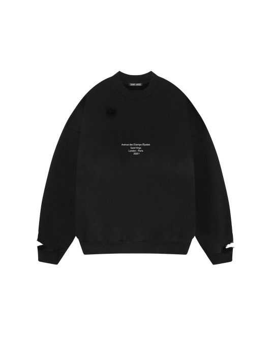 Saint Virgo Black Distressed Sweatshirt