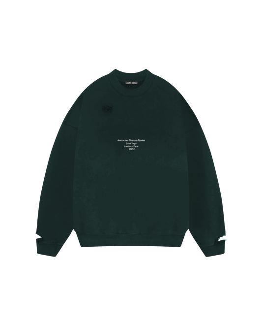 Saint Virgo Pine Green Distressed Sweatshirt