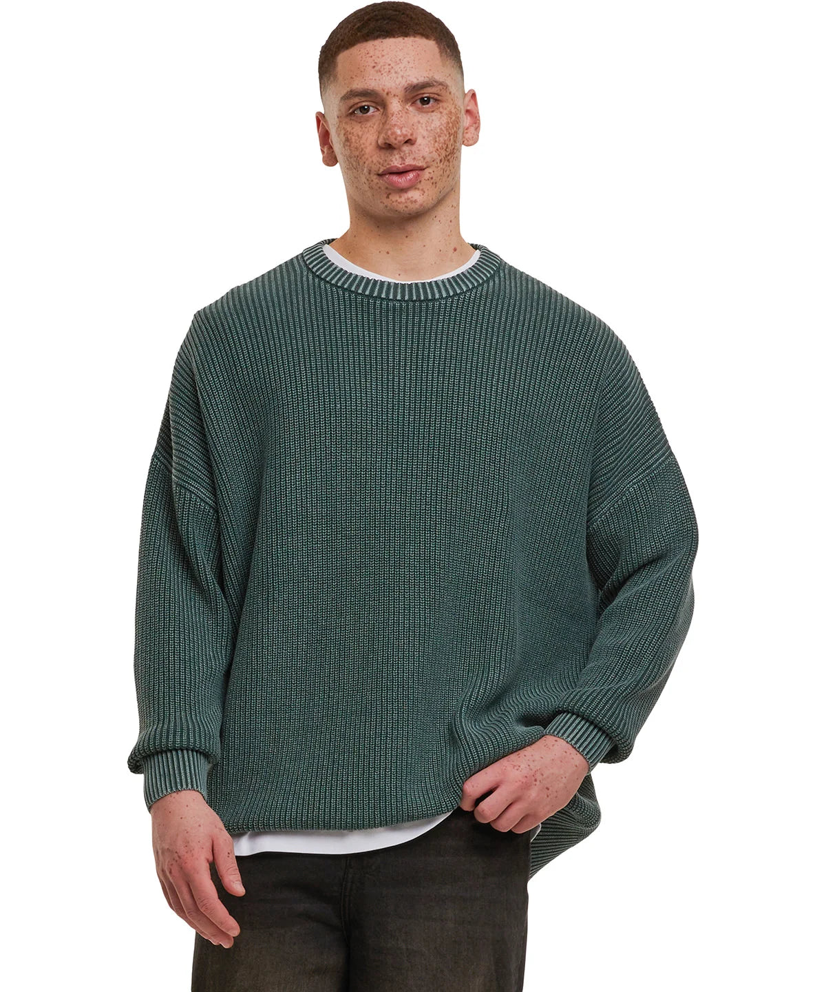 SAINT VIRGO | Acid Washed Race Green Knit Jumper