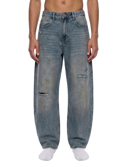 WORN DENIM | Distressed Barrel Jeans