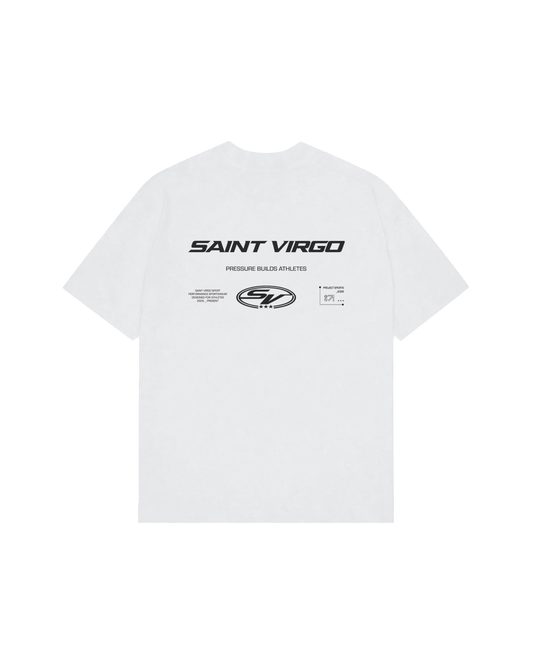 PRESSURE BUILDS ATHLETES | White Performance T-Shirt