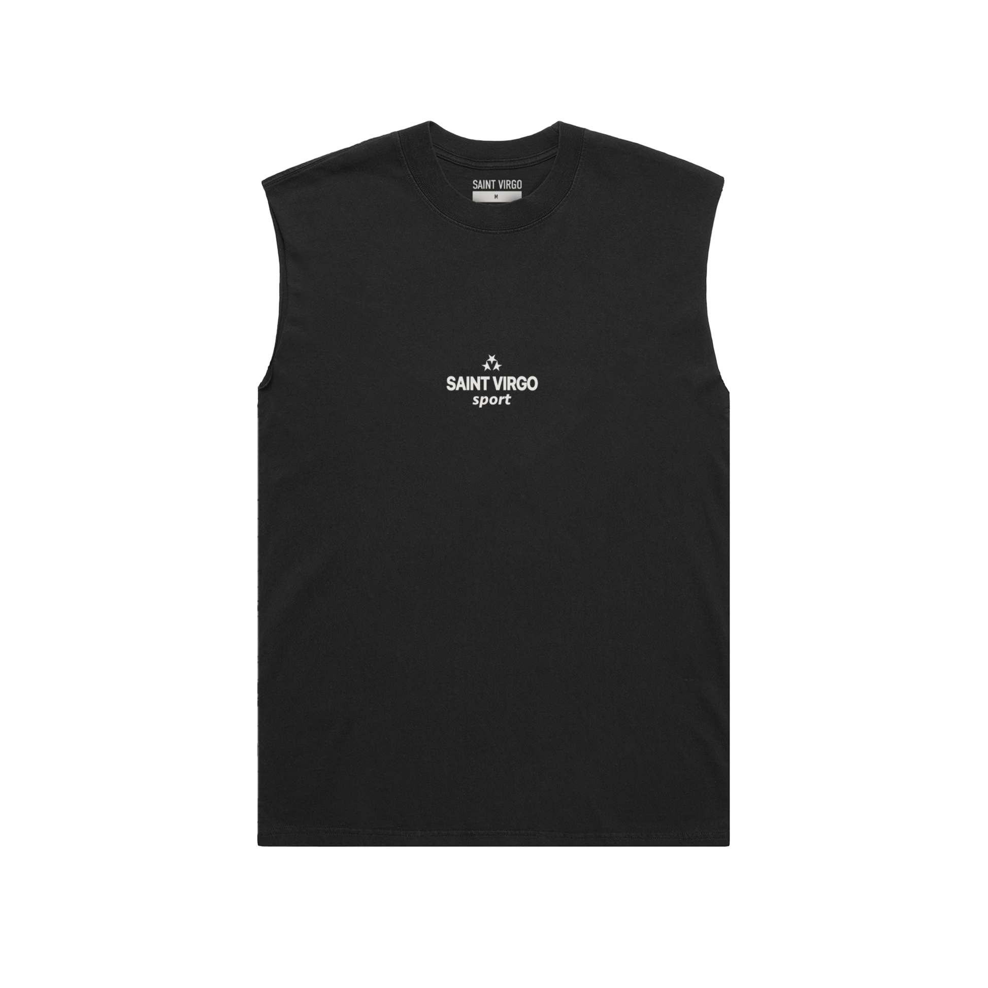 Saint Virgo Sport Star Cut Off Tank, merging contemporary sportswear with ready-to-wear luxury sportswear, offering a stylish, athletic fit that reflects athletic essentialism and redefines sportswear for the modern sport enthusiast.