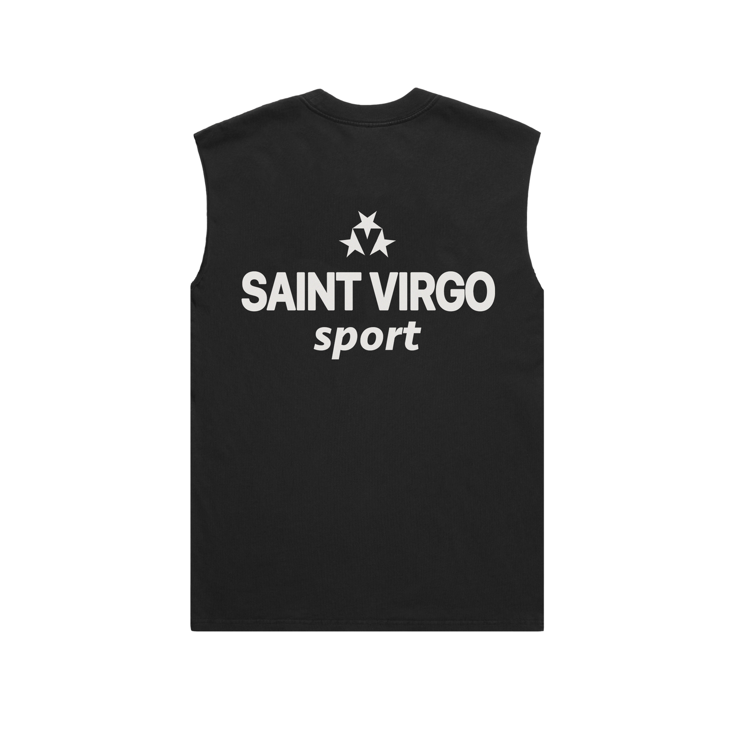 Saint Virgo Sport Star Cut Off Tank, merging contemporary sportswear with ready-to-wear luxury sportswear, offering a stylish, athletic fit that reflects athletic essentialism and redefines sportswear for the modern sport enthusiast.