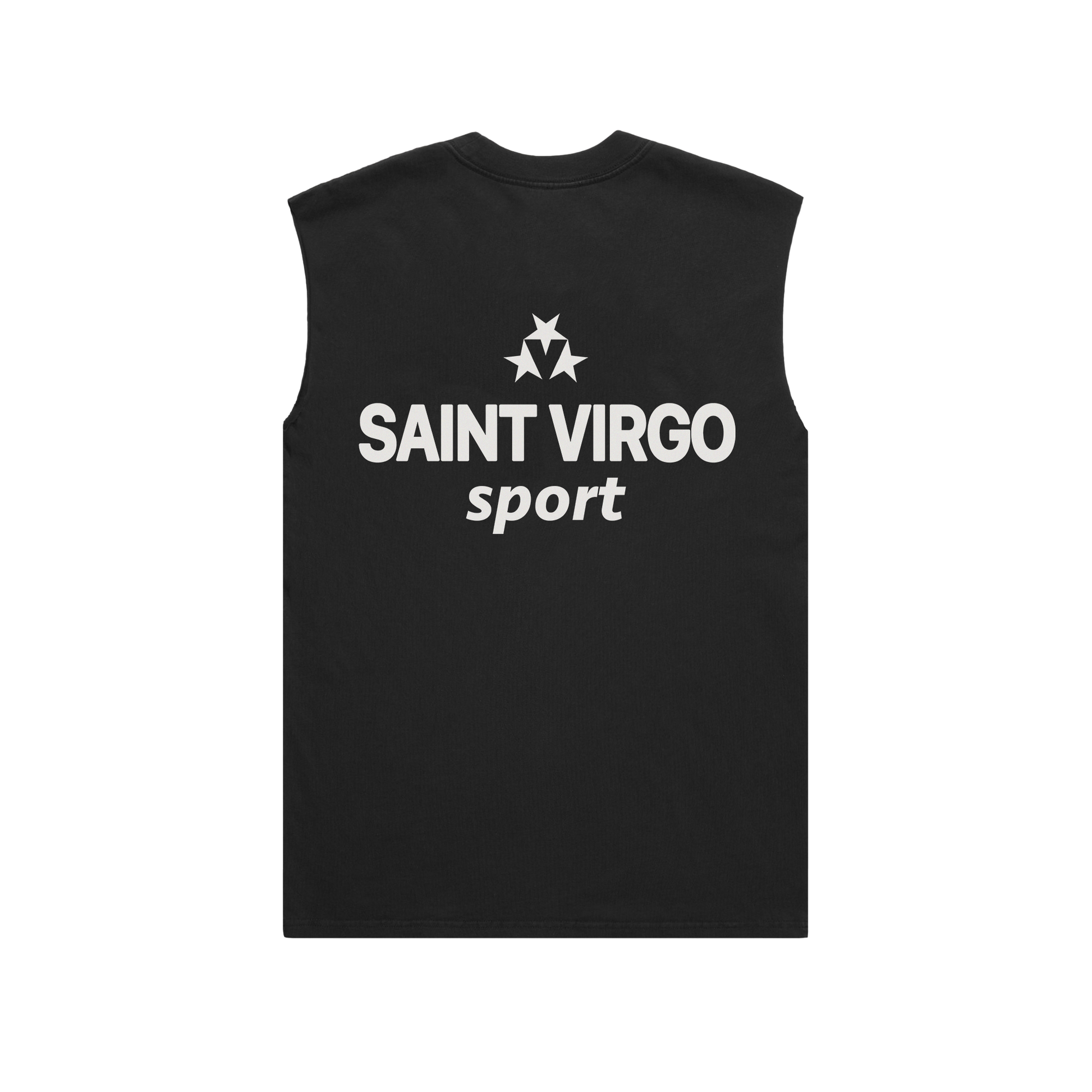 Saint Virgo Sport Star Cut Off Tank, merging contemporary sportswear with ready-to-wear luxury sportswear, offering a stylish, athletic fit that reflects athletic essentialism and redefines sportswear for the modern sport enthusiast.