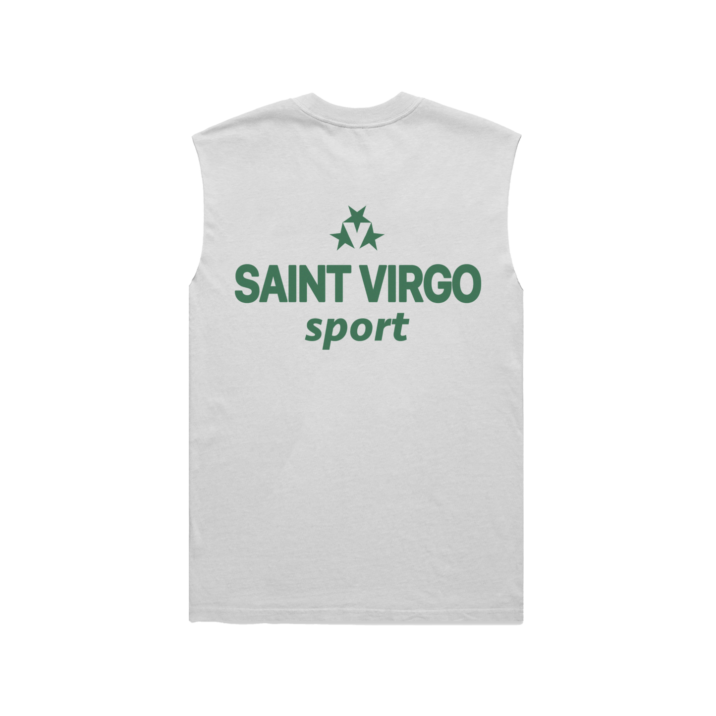 Saint Virgo Sport Star Cut Off Tank, merging contemporary sportswear with ready-to-wear luxury sportswear, offering a stylish, athletic fit that reflects athletic essentialism and redefines sportswear for the modern sport enthusiast.