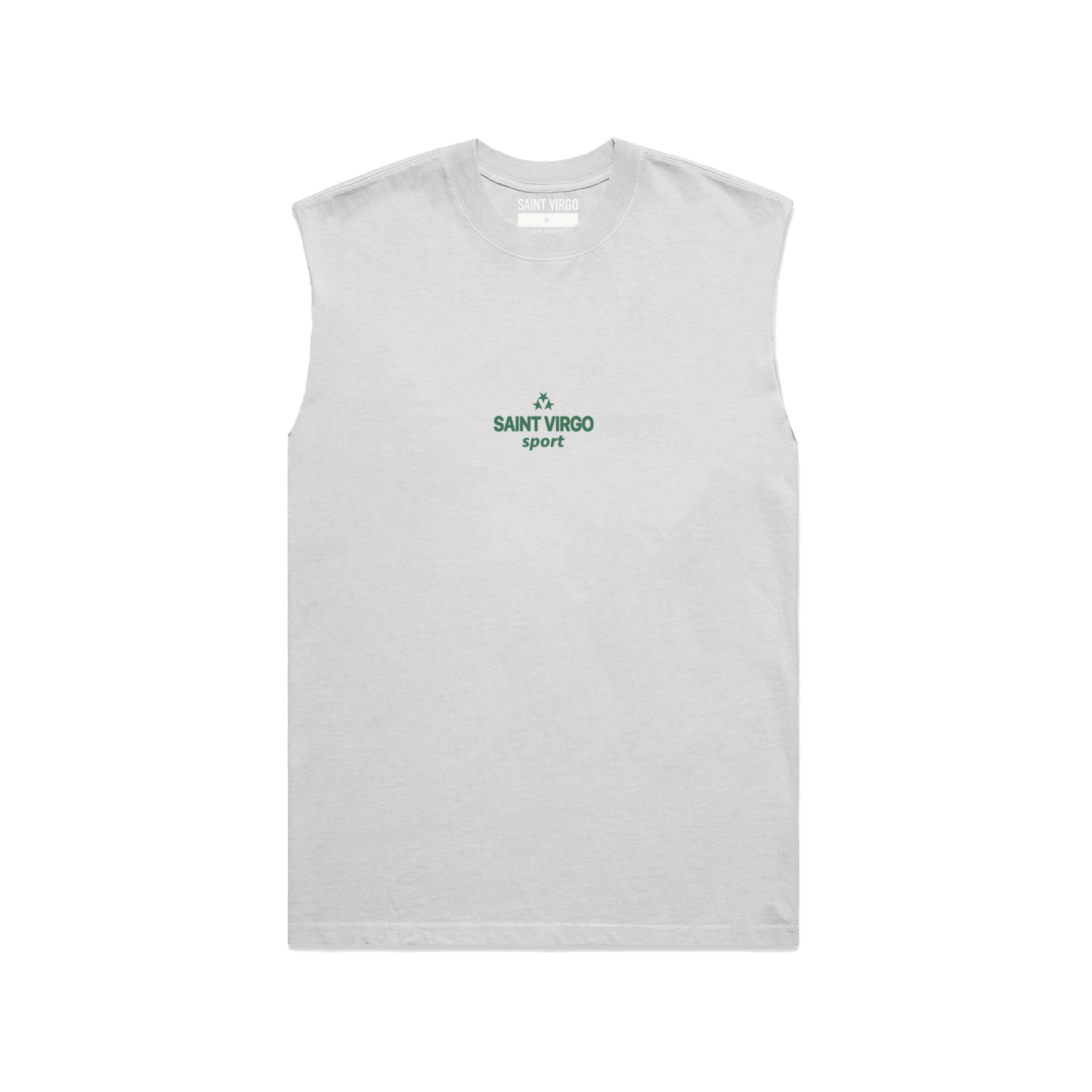 Saint Virgo Sport Star Cut Off Tank, merging contemporary sportswear with ready-to-wear luxury sportswear, offering a stylish, athletic fit that reflects athletic essentialism and redefines sportswear for the modern sport enthusiast.