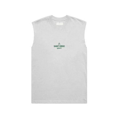 Saint Virgo Sport Star Cut Off Tank, merging contemporary sportswear with ready-to-wear luxury sportswear, offering a stylish, athletic fit that reflects athletic essentialism and redefines sportswear for the modern sport enthusiast.