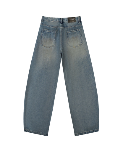 WORN DENIM | Distressed Barrel Jeans