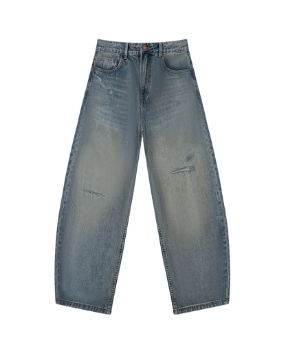 WORN DENIM | Distressed Barrel Jeans